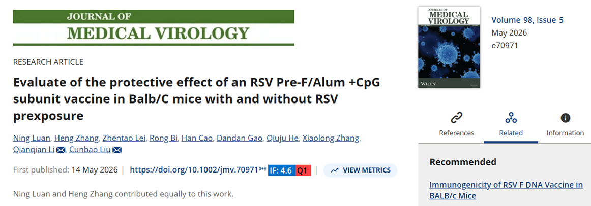 Evaluate of the protective effect of an RSV Pre-F/Alum +CpG subunit vaccine in Balb/C mice with and without RSV pre-exposure